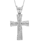 10K White Gold Mens Diamond Cross Pendant 2.51 Ctw