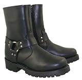 Ladies Black Leather Harness Motorcycle Boots - Size : 8 1/2