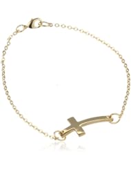 Horizontal Pewter Cross Bracelet, 8"