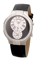 Philip Stein Teslar Round Womens Black Alligator Strap Black and White Dial Diamond Dual Time Watch 6DD-EB-ABS