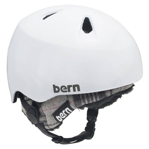 Bern Nino Gloss White with Plaid Knit Helmet