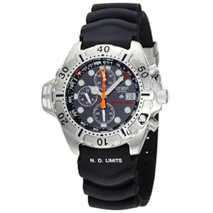 Citizen Men's BJ2000-09E Eco-Drive Aqualand Stainless Steel Black Rubber Dive Watch (Watch)