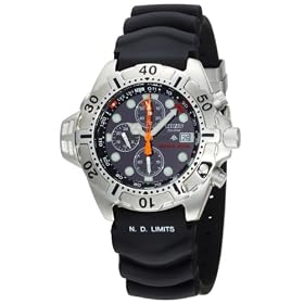 Citizen Men's BJ2000-09E Eco-Drive Aqualand Stainless Steel Black Rubber Dive Watch