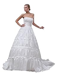 Strapless Sleeveless Satin/Taffeta Lace-Up Ruched Evening Dress  with a Court Train 