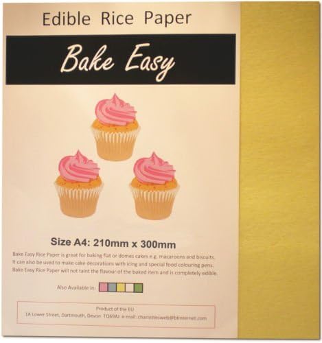12 Sheets of BakeEasy Yellow Edible Wafer/Rice Paper by BakeEasy