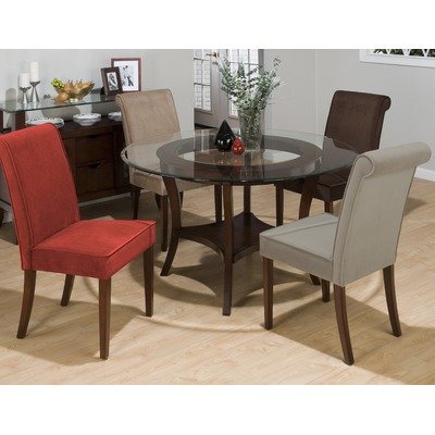 Round Tempered Glass Dining Table in Warm Cherry Brown Round Tempered Glass Dining Table in Warm Cherry Brown