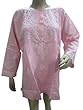 Indian Tunic Top Hand Embroidered Kurti Pink Shirt Top for Women