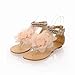 New Summer Fashion Flower Beaded Women's T Strap Sweet Flats Sandals Shoes