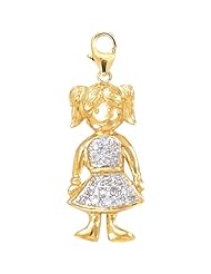 14K Yellow Gold Diamond Girl Charm