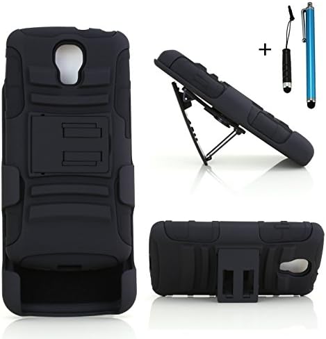 Cellular360 Shock&Drop-Proof Dual Layer Protective Case & Holster Combo W/ 1 Headphone Jack Stylus and 1 Regular Stylus for LG Volt LS740 with Boost Mobile &Virgin Mobile - Dual Layer Protective Case Doubles as a Kickstand for Landscape Viewing ( All Black)