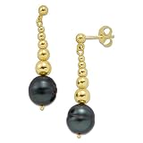 Tahitian Black Pearl Earrings in 14K Yellow Gold