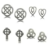 Celtic Earrings Set of 4 Silver Trinity Knot Cross Stud