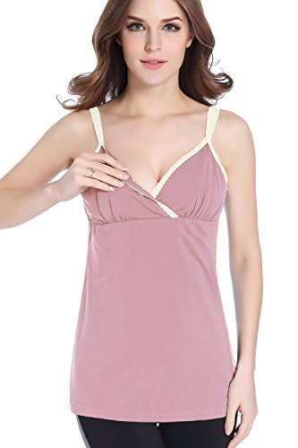 Intimate Portal Women Gaia Nursing Cami Tank Breastfeeding Tops Pink M