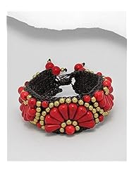 Cotton Waxed Thread Semi GemStone Beads Bracelet In Brass