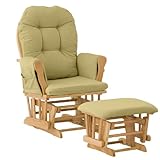Stork Craft Hoop Glider and Ottoman, Natural/Green Chenille