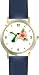 Red Throated Hummingbird or Humming Bird and Pink Hibiscus Flower - JP - WATCHBUDDY&reg; DELUXE TWO-TONE THEME WATCH - Arabic Numbers - Blue Leather Strap-Size-Children's Size-Small ( Boy's Size & Girl's Size )