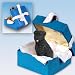 Bouvier Des Flandres Blue Gift Box Dog Ornament - Uncropped Ear