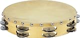 Sound Percussion Tambourine with Calfskin Head, 10 Inches