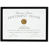 Lawrence Frames Black Wood Certificate Picture Frame, Gallery Collection, 8-1/2 by 11-Inch