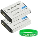 Young Micro (2-Pack) EN-EL12 900mAh Li-Ion Battery for Nikon Coolpix S630 Digital Camera Royal Purple