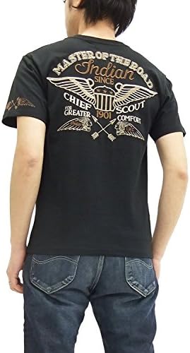NDIAN MOTOCYCLE Men's Henley Short Sleeve T-shirt IMST-607 (XX-Large) Black