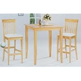 3pcs Maple Wood Finish Kitchen Bar Table w 2 Stools Complete Set by visiondecor Furniture