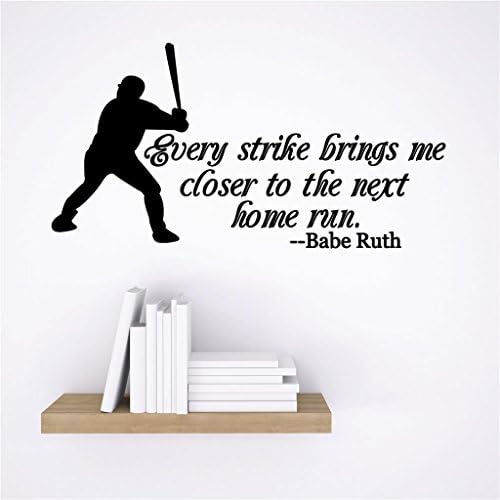Tall Switch brand Every Strike Brings Me Closer To The Next Home Run babe ruth quote Baseball Wall Sticker Size: 12x18 Inches