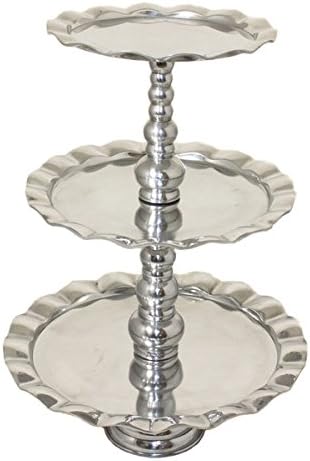 Casa Cortes Aluminum Round Tiered Stand Server, Silver