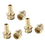 uxcell　バーブフィッティング　オスネジ-ホースバーブ　ストレートアダプター　　ゴールドトーン