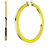 Trina Turk 50mm Enamel Gold And Yellow Hoop Ea