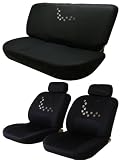 Dog Puppy Animal Embroidered Paw Prints Seat Covers Black Color LOW Back Seat Covers and Back Bench Seat Cover