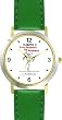 Habit 3 - Put First Thing's First, Prioritize (Spanish Text) - DELUXE TWO-TONE WATCH from THE 7 HABITS - WATCH COLLECTION BY WATCHBUDDY&reg; - Arabic Numbers - Green Leather Strap-Size-Children's Size-Small ( Boy's Size & Girl's Size )