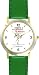 Habit 3 - Put First Thing's First, Prioritize (Spanish Text) - DELUXE TWO-TONE WATCH from THE 7 HABITS - WATCH COLLECTION BY WATCHBUDDY&reg; - Arabic Numbers - Green Leather Strap-Size-Children's Size-Small ( Boy's Size & Girl's Size )