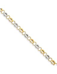 14k & Rhodium Polished And Brushed Open Link Bracelet