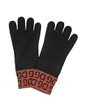 Dolce & Gabbana Black & Rust Orange Logoed Cuff Knit Gloves