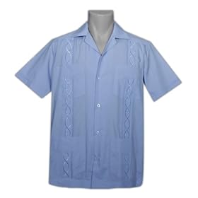 Men's Guayabera Shirt - Cool Mexican, Cuban Wedding and Cigar Clothing, Blue