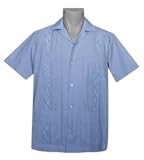 Mens Guayabera Shirt - Cool Mexican, Cuban Wedding and Cigar Clothing, Blue