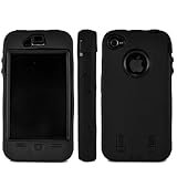 Black Rugged Hard Dual Layer Case for Apple iPhone 4