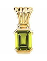 18K Yellow Gold Emerald Cut Peridot Pendant -- LIFETIME WARRANTY