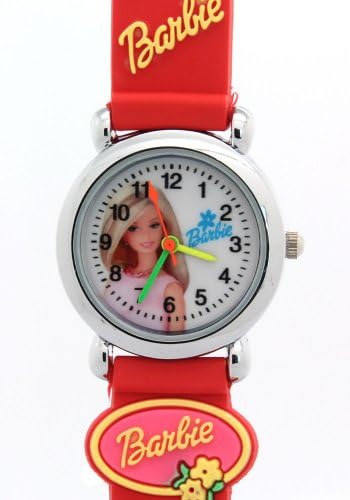 TimerMall Barbie Red Rubber Strap White Dial Children Watches