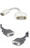 Mini-DVI To VGA Adapter plus VGA TO VGA Lead - Complete Set (Adapter + Lead) - Apple Macs To Monitor - AAA Products