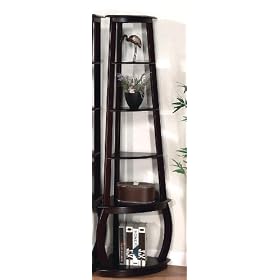 Unique Design Espresso Finish Bookcase Storage Corner Shelf by T & D IMPORT, INC.