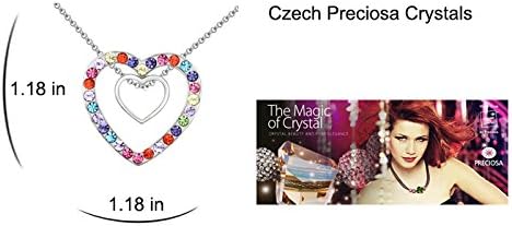 NEEMODA White Gold Filled Plated Women Heart Pendant Love Necklace Rainbow Authentic Austrian SWAROVSKI Crysals Fashion Wedding Bridal Engagement Holiday Prom Jewelry Birthday Anniversary Valentine's Christmas Gifts for Her Girls Girlfriend Fiancee Wife Lover
