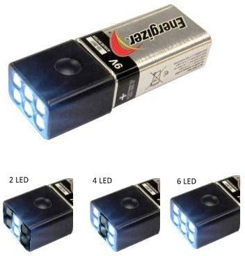 WW3® Mini Compact Size Ultra Bright 6 LED Flashlights w/Energizer 9 Volt Battery