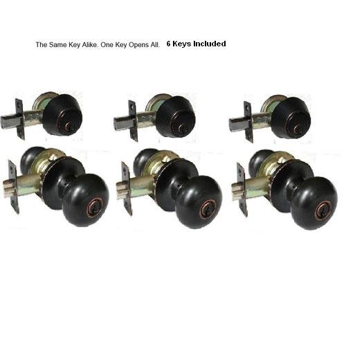  Best Buy Olympia 3 Keyed Entry Knobs + 3 Deadbolts Combo Lock Pack