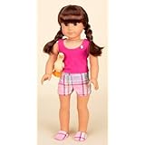 Pink and Plaid Short Pajama Set. COMPLETE Outfit with Slippers. Fits 18" Dolls like American Girl®