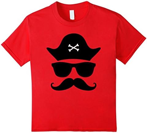 Kids Funny Pirate Shirt | Mustache T-Shirt | Glasses Shirt 6 Red