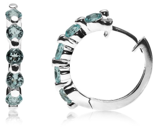 Sterling Silver Blue Topaz Hoop Earrings