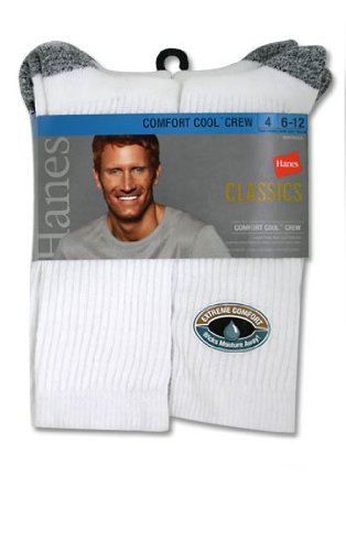 Hanes Classics Men's 4-Pack Comfort Cool Crew Socks