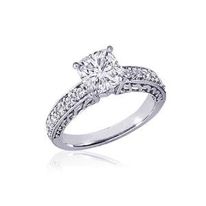 1 Ct Cushion Cut Diamond Vintage Style Engagement Ring Pave 14K GOLD VVS1-E GIA